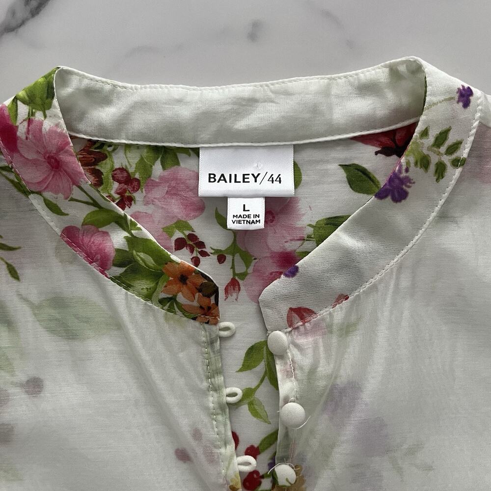 Bailey 44 Cream floral Blouse Romantic Prairie Cottage Core Sz Large Semi Sheer - Picture 3 of 11
